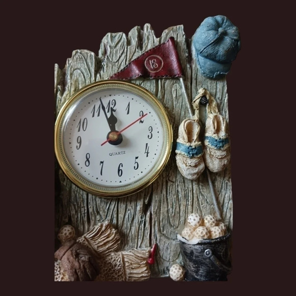 Vtg Quartz golf theme desk shelf table mantle clock - Picture 6 of 8